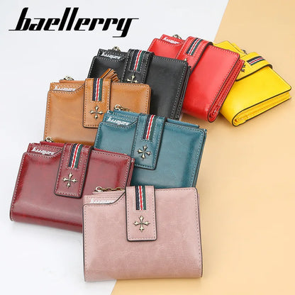 Fashion Small Leather Wallet for Women — Stylish Zipper & Hasp Card Holder, High-Quality Short Credit Card Purse
