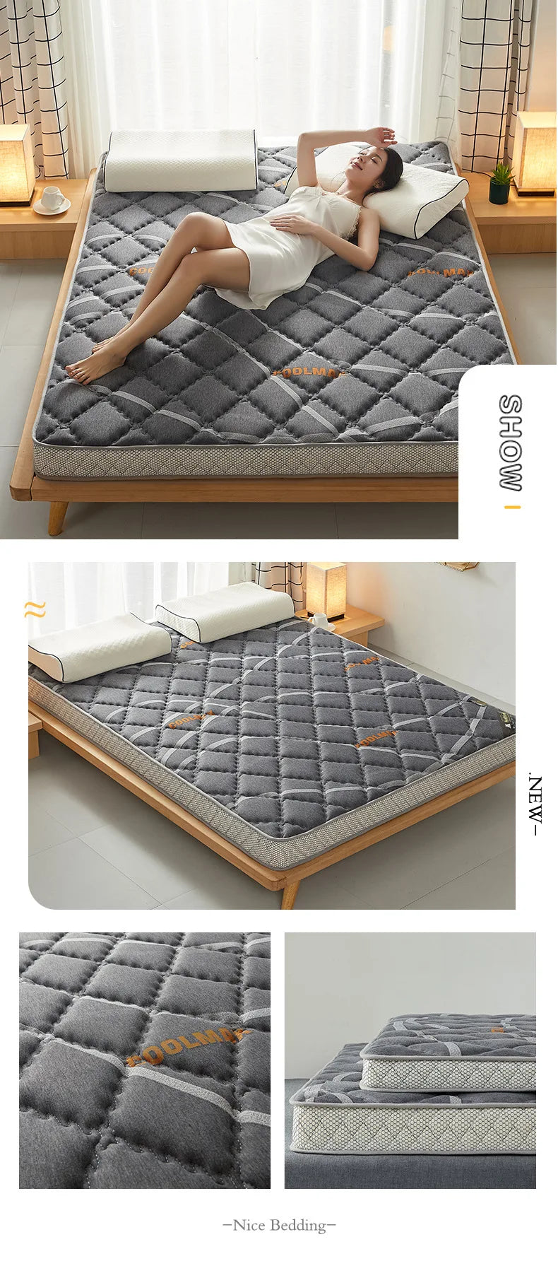 6/10cm Thai Natural Latex Floor Mattress – Foldable Tatami Mat with 95D Filling & Cotton Cover, Slow Rebound Comfort