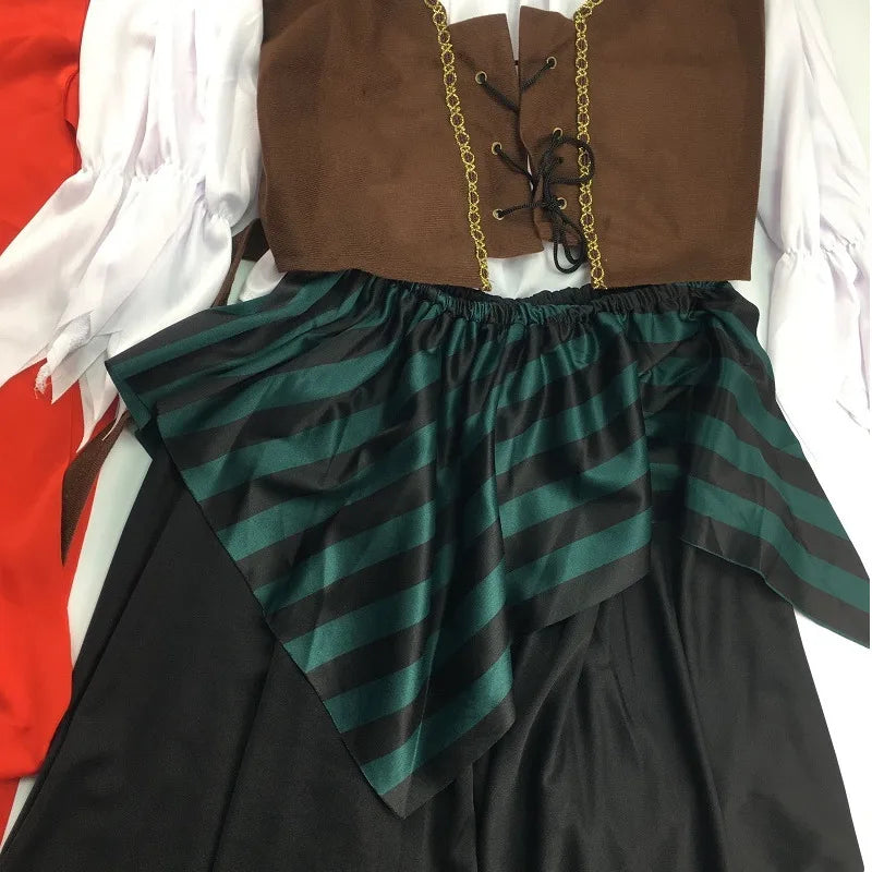 Pirates of the Caribbean Cosplay Costume – Adult Captain Jack Sparrow Outfit for Men & Women, Halloween Party