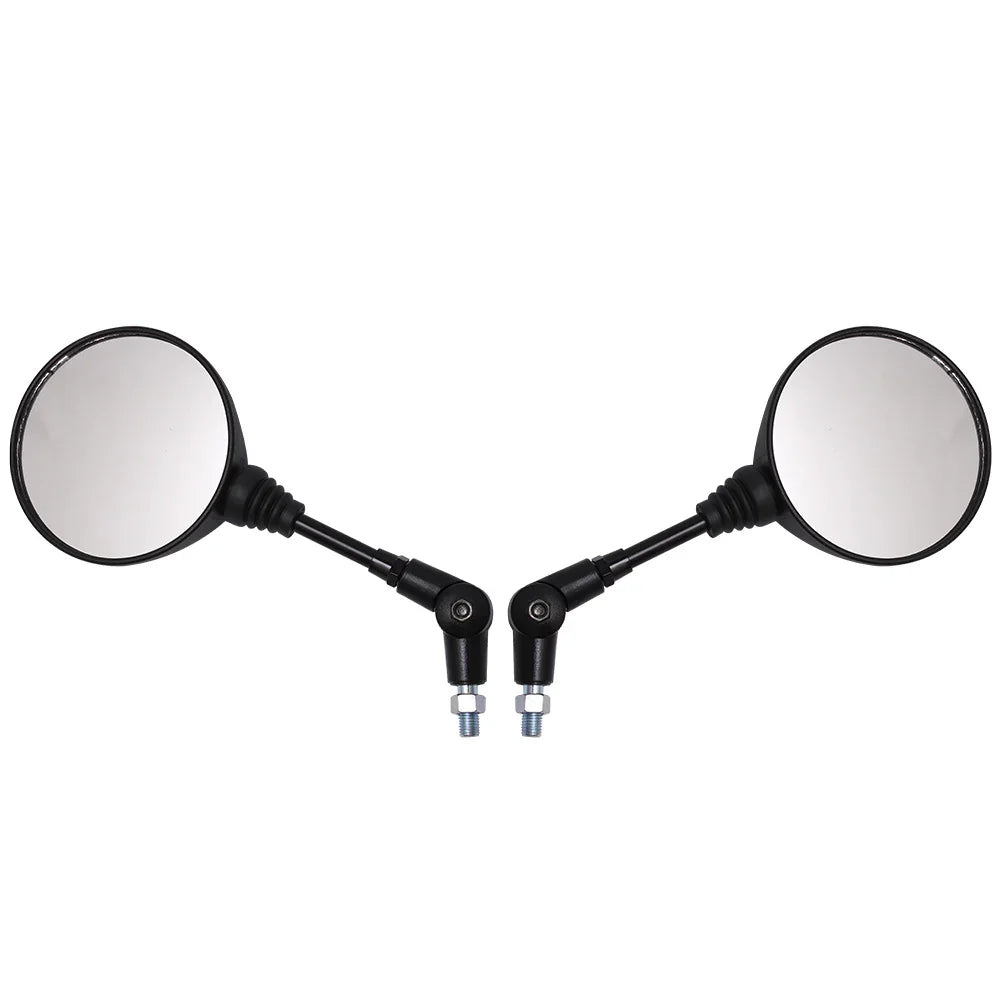 Universal Motorcycle Rearview Mirror 10mm (Black) — Folding Round Anti-Fall Side Mirror