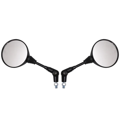 Universal Motorcycle Rearview Mirror 10mm (Black) — Folding Round Anti-Fall Side Mirror