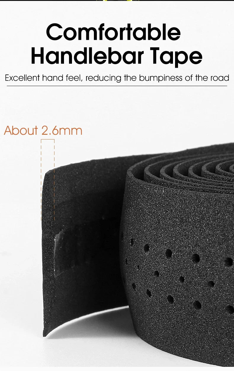 WEST BIKING EVA High Tenacity Handlebar Tape — Shock Absorbing Adhesive Bar Tape with Holes for Road Bikes