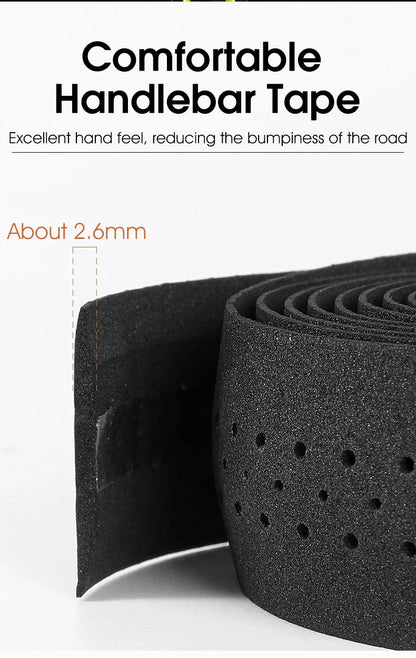 WEST BIKING EVA High Tenacity Handlebar Tape — Shock Absorbing Adhesive Bar Tape with Holes for Road Bikes