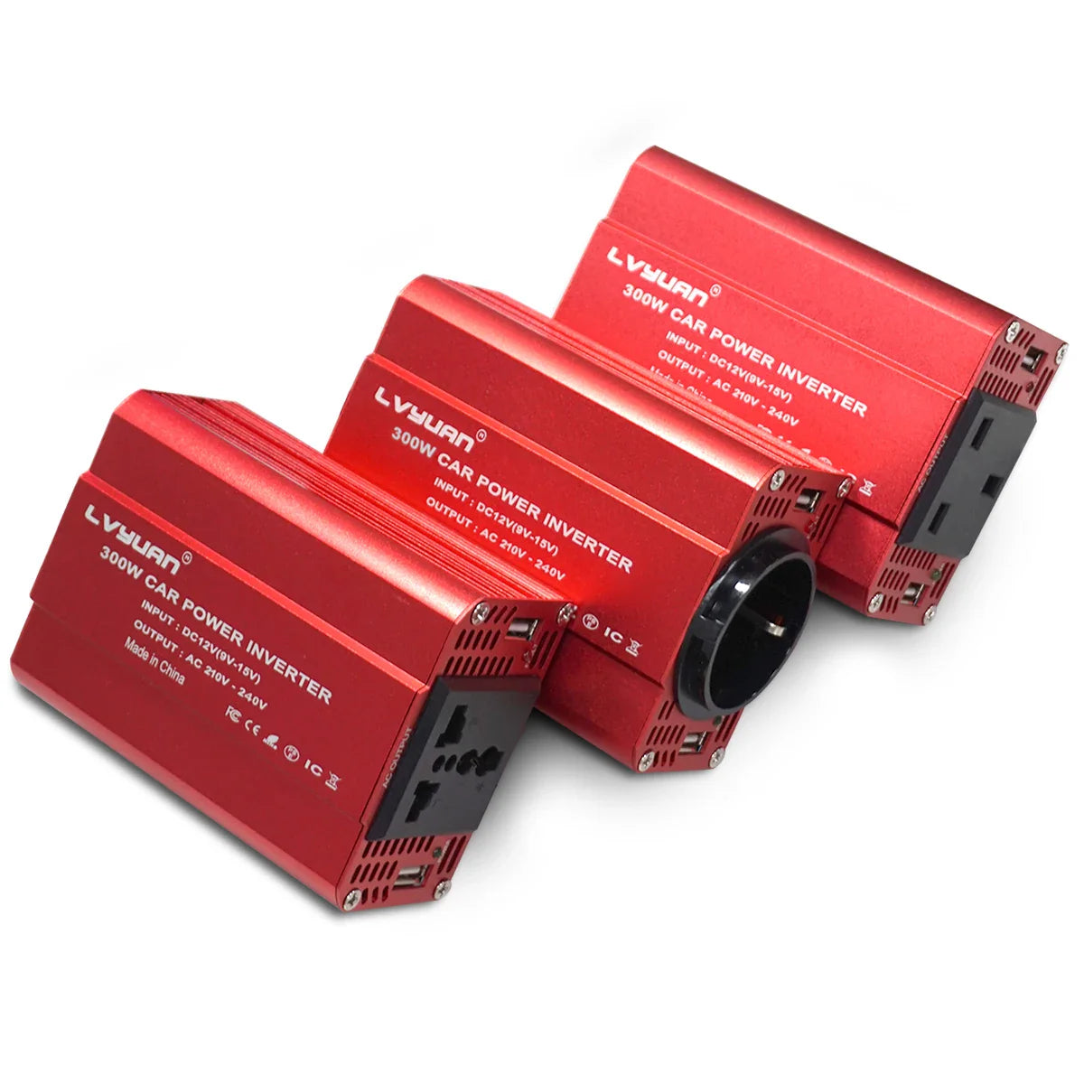 300W Car Power Inverter - DC 12V to AC 110V/220V Dual USB Adapter Converter with Modified Sine Wave, EU & US Sockets