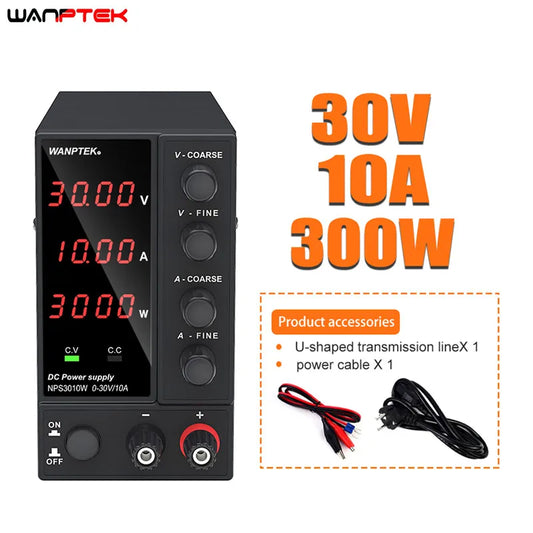 Wanptek Adjustable DC Lab Power Supply – 30V 10A, 60V 5A Voltage Regulator & Switching Stabilizer