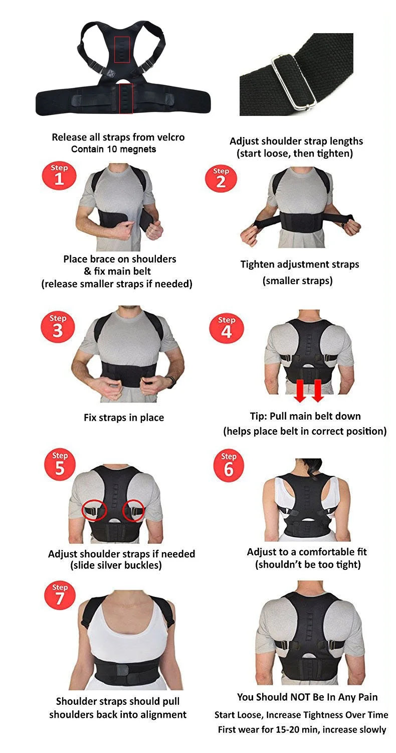 Back Waist Posture Corrector — Adjustable Lumbar Brace & Spine Support Vest for Adults | Comfortable Back Pain Relief Trainer