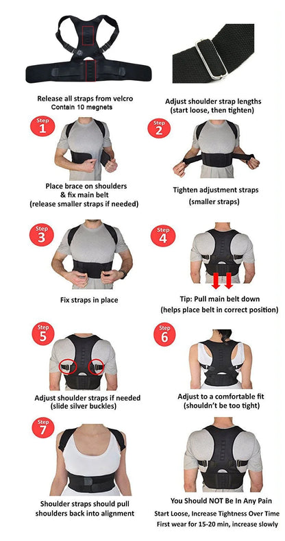 Back Waist Posture Corrector — Adjustable Lumbar Brace & Spine Support Vest for Adults | Comfortable Back Pain Relief Trainer