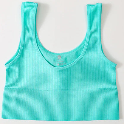 Women’s Seamless Ribbed Tank Top - High-Elastic Sleeveless Crop Camisole, O-Neck Everyday Sportswear M-XL