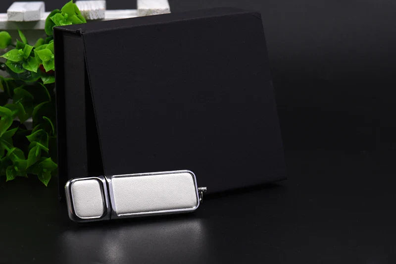 Leather USB 3.0 Flash Drive - Free Logo, 4GB-128GB High-Speed Memory Stick, Wedding Gift