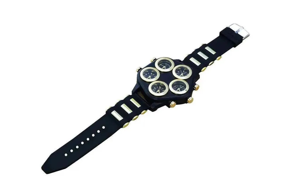 Five Movement Men's Quartz Watch – Large Dial Hip Hop Punk Style Sport Watch for Men