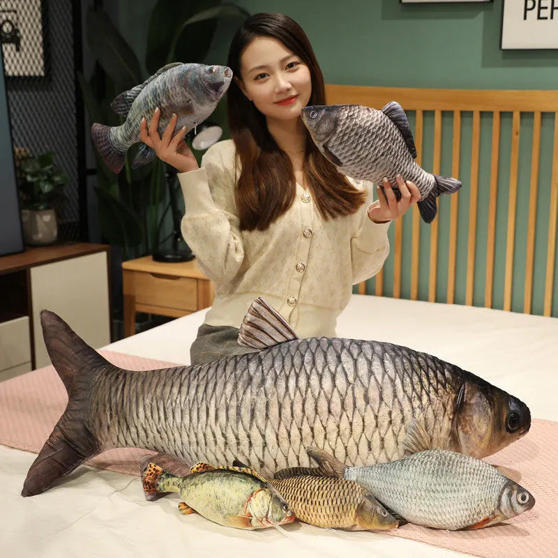 30-100CM Realistic Fish Plush Toy – Soft Tilapia, Carp & Bream Stuffed Pillow, Bed Cushion, Creative Home Decor & Gift