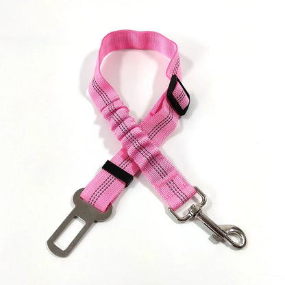 Adjustable Dog Car Seat Belt Harness – Nylon Reflective Elastic Safety Strap with Cushioning for Pet Travel
