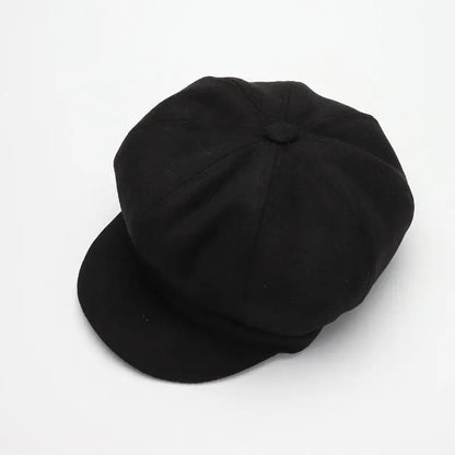 Autumn & Winter Wool Hats for Women – Solid Plain Octagonal Newsboy Cap & Casual Beret for Men & Ladies
