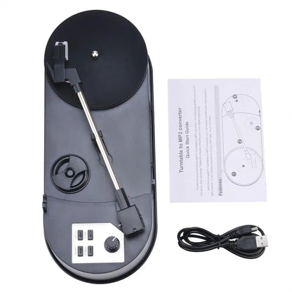 Portable 33/45RPM Phonograph Turntable — Vinyl to MP3 Converter with TF Card/USB & Built-in Speaker