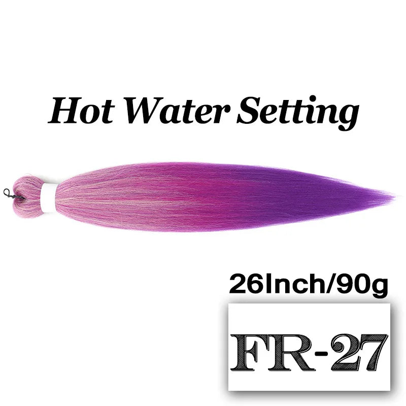 26-Inch Pre-Stretched Braiding Hair Extensions – Synthetic Afro Crochet Braids for DIY, Jumbo Braid in Purple, Pink, Peach & Red