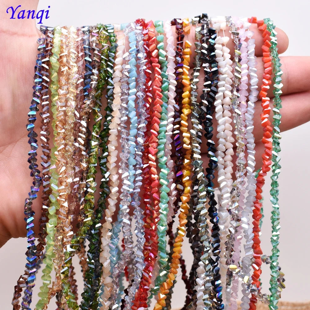 Yanqi Triangle Crystal Beads - 38 Colors 4mm Loose Glass Beads for DIY Jewelry Making Earrings Necklace Crafts