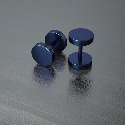 Stainless Steel Stud Earrings & Ear Plugs — Faux Punk Barbell Tunnels, Fake Piercing Gauges for Men & Women Body Jewelry