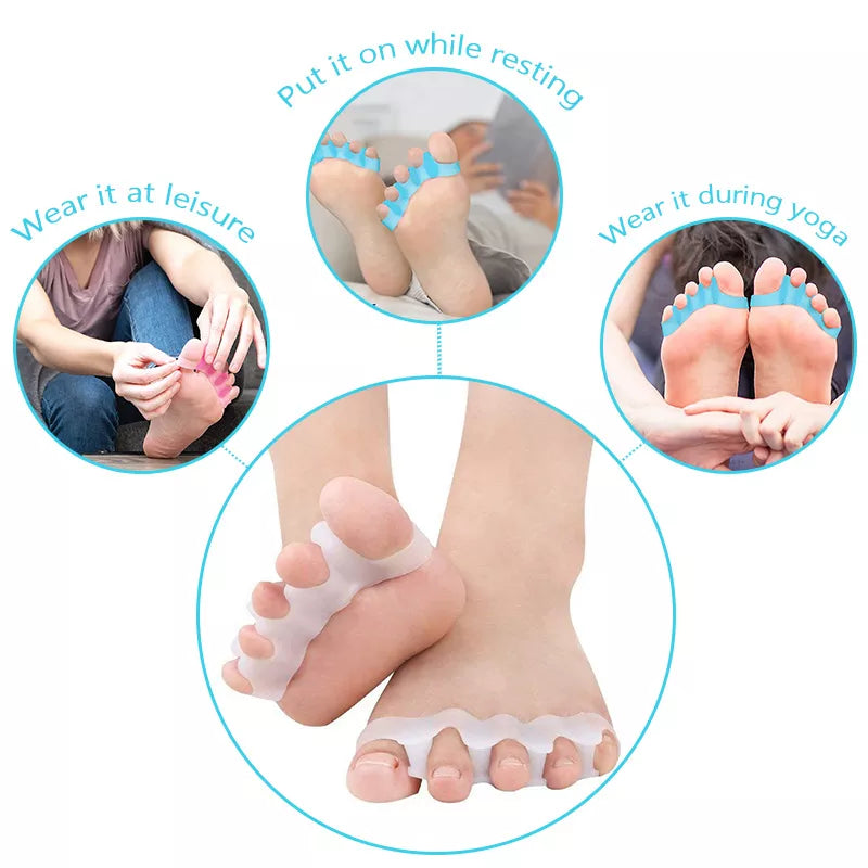 Silicone Finger Toe Protector Set - Separators, Stretchers, Straightener, Bunion Protector - Pain Relief Foot Care in 5 Colors