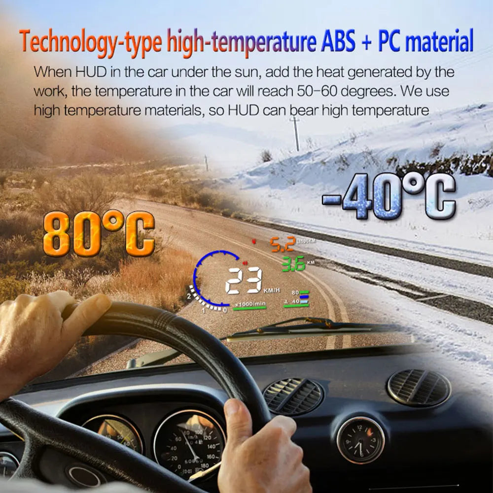 ADQ 5.5" OBD2 HUD Car Head-Up Display – Digital Speedometer, Tachometer, Windshield Projector with Speed, Water Temp & RPM Alarm