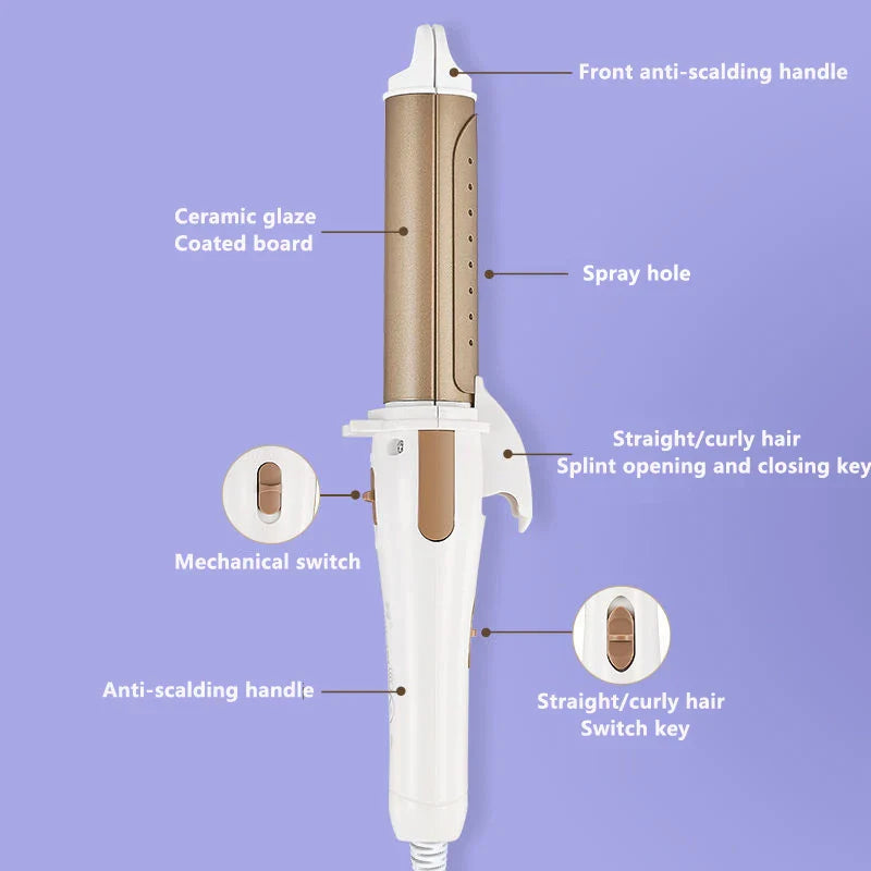 Professional Electric Hair Curler – 9-38mm Temperature Adjustable Curling Iron Wand with LCD Display