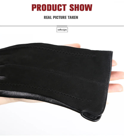 Women’s Winter Touch Gloves – 50% Genuine Leather & 50% Suede, Colorful Warm Leather Gloves