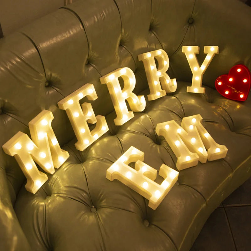 Alphabet & Number LED Lamp Night Light – Warm Battery-Powered Luminous Letter Light for Home, Wedding, Birthday & Party Decoration