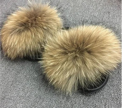 Girls’ Luxury Fluffy Fur Slippers – Warm Plush Indoor Flip Flop Slides for Women, New Arrival