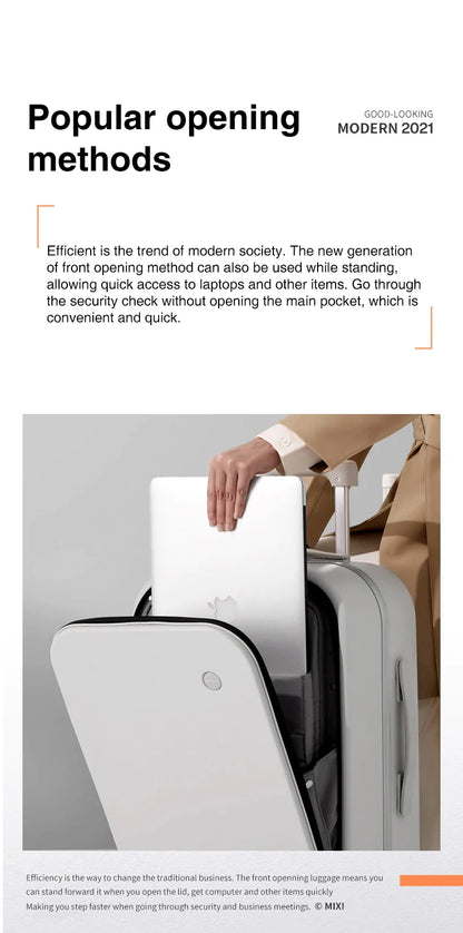 Mixi Aluminum Frame Carry-On Suitcase — Patent Design Rolling Luggage for Cabin, 18/20/24 Inch M9260