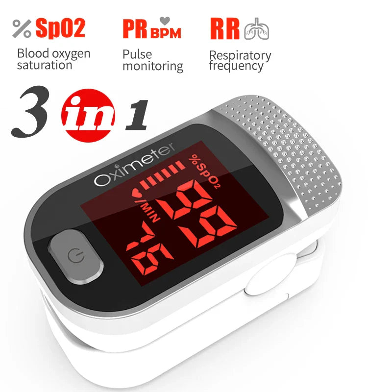KIUZOU Finger Pulse Oximeter – SPO2, PR, PI, RR Blood Oxygen Saturation and Heart Rate Monitor with OLED Display