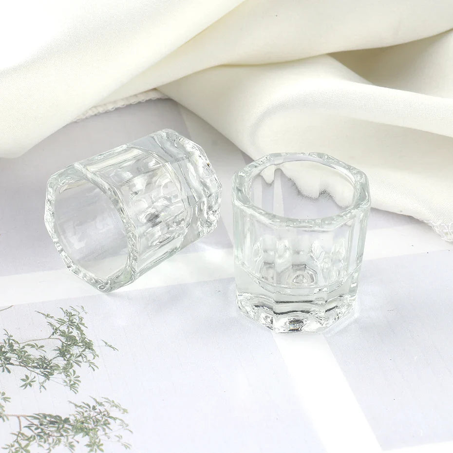 1pcs Clear Glass Nail Cup: Acrylic Liquid Dappen Dish - Crystal Bowl for Nail Powder Holder, Essential Nail Equipment