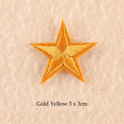 Stars Embroidered Iron-On Patches – Gold, Silver & Colorful Appliqué Stickers for Clothing, Jackets, Bags & DIY Craft Decoration