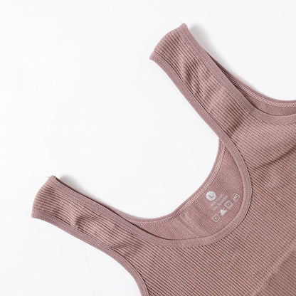 Women’s Seamless Ribbed Tank Top - High-Elastic Sleeveless Crop Camisole, O-Neck Everyday Sportswear M-XL