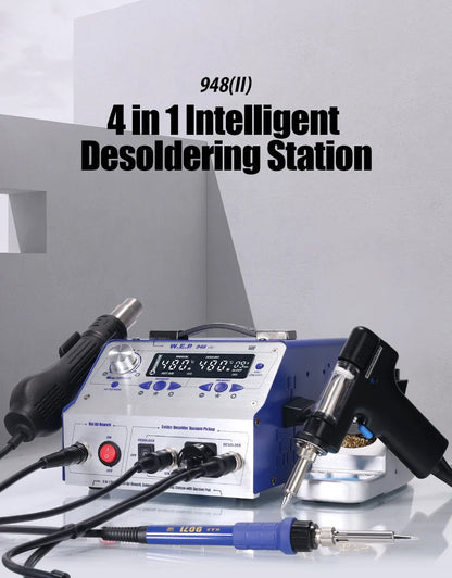 WEP 948-II 4-in-1 Soldering Station – Suction Tin, Solder Iron, Hot Air Gun, BGA Rework Tools