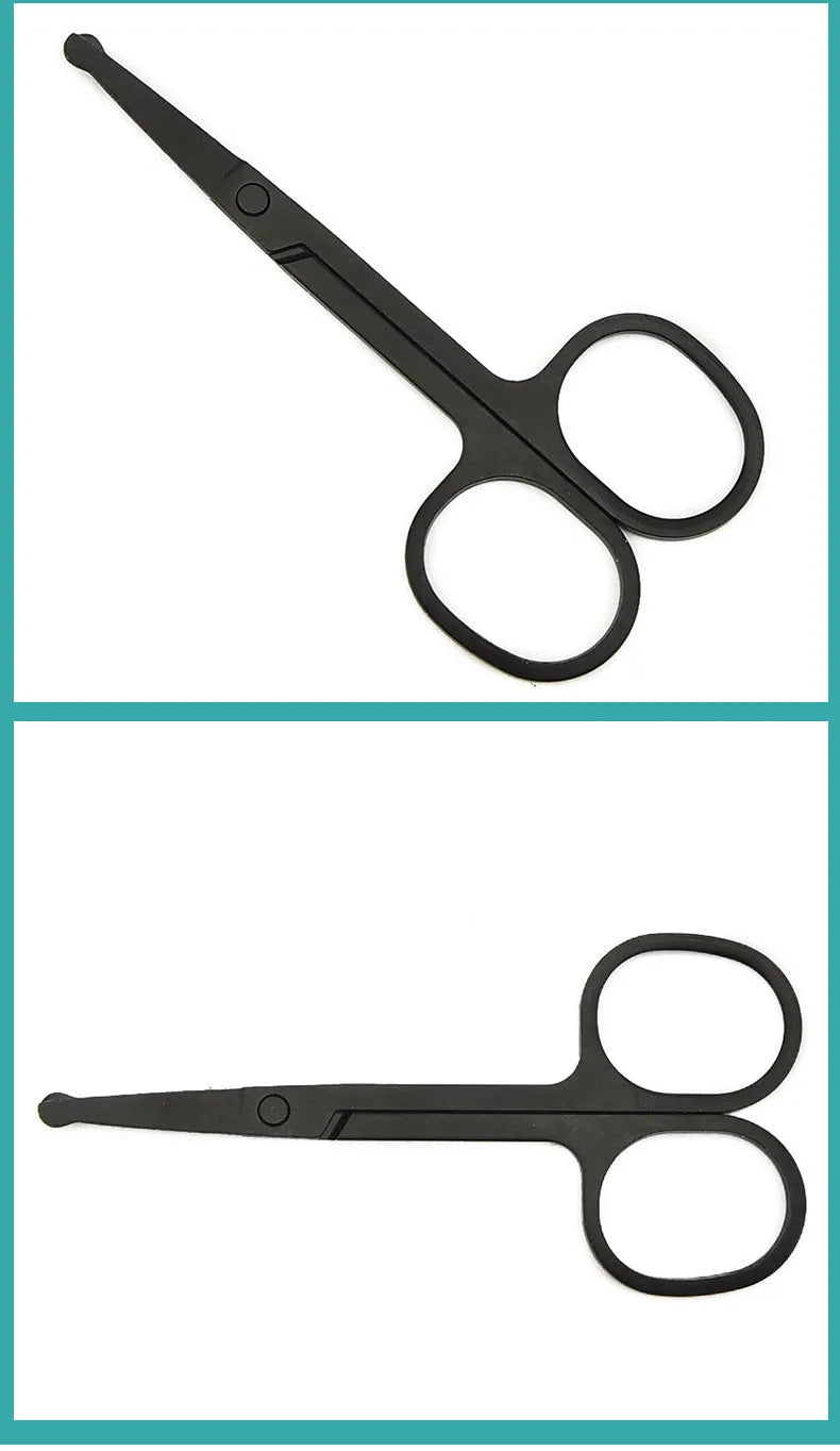 Mini Stainless Steel Round-Head Nose Hair Scissors — Portable Ergonomic Nose Trimmer & Cutter