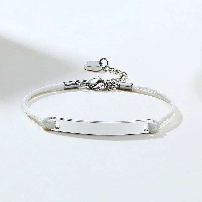 Elegant Personalized ID Bar Bracelet – 5mm Stainless Steel Link Chain for Women with Custom Name or Quote