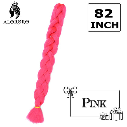 82-Inch Synthetic Braiding Hair Extensions – Jumbo Crochet Box Twist Braids in Green, Red, Pink & Yellow, Pure Color Wholesale