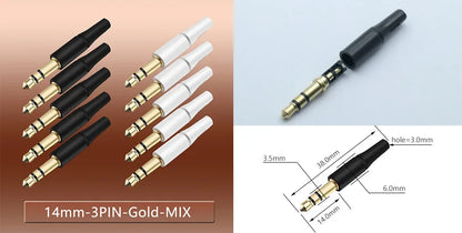 10pcs White & Black 3.5mm Stereo Headset Plug Adapter 3/4 Poles Audio Jack Connector for iPhone 2.5mm