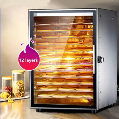 220V/110V Commercial Food Dehydrator – Stainless Steel Fruit & Vegetable Dryer for Snacks