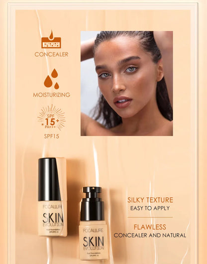 Focallure Liquid Foundation Cream — Full Coverage, Oil-Control Moisturizing Base & Concealer for Women