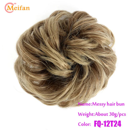 MEIFAN Synthetic Chignon Hair Bun – Elastic Rubber Band Clip-In Updo Ponytail Hair Extension for Women