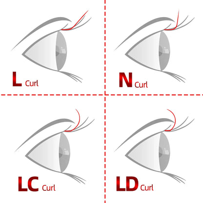 NAGARAKU Synthetic Mink Eyelash Extensions — 16 Lines, Mixed 7-15mm N/M/L/LB/LC/LD Curl High-Quality Individual Lashes