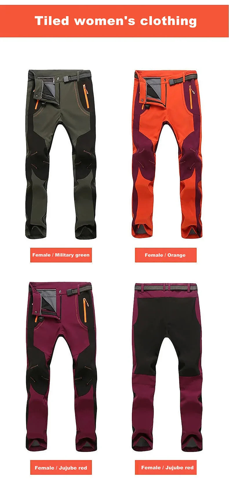 LNGXO Men’s Fleece Hiking Pants – Thick Warm Winter Waterproof & Windproof Soft Shell Ski, Trekking, and Camping Trousers