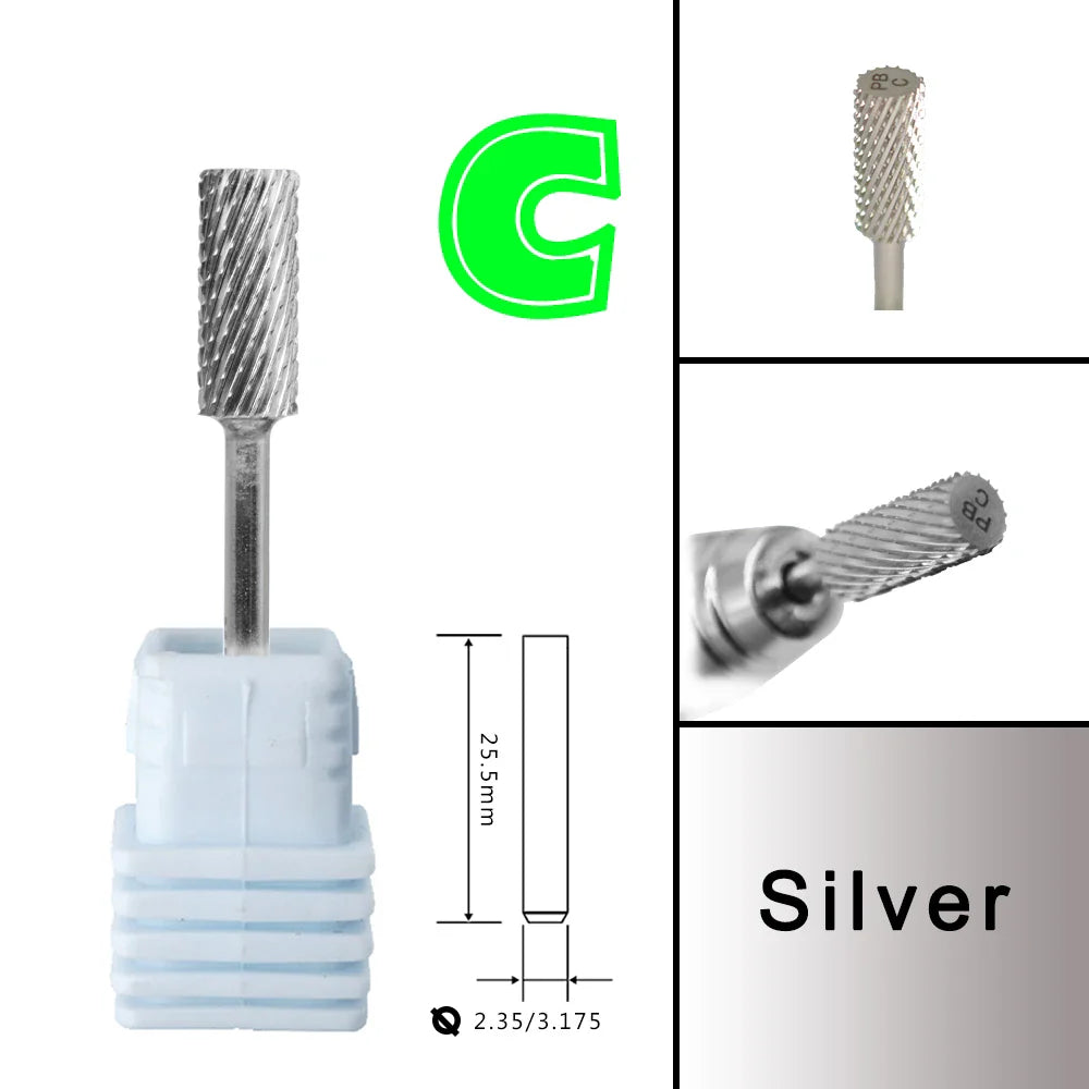 RolinStar 5.35 Small Barrel Silver Tungsten Steel Carbide Nail Drill Bits – Milling Cutter German Accessories