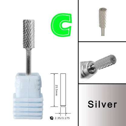 RolinStar 5.35 Small Barrel Silver Tungsten Steel Carbide Nail Drill Bits – Milling Cutter German Accessories