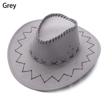 Western Cowboy Hat – Faux Leather Fedora for Men, Women & Kids, Wide Brim Beach & Travel Cap in Black, White & Pink