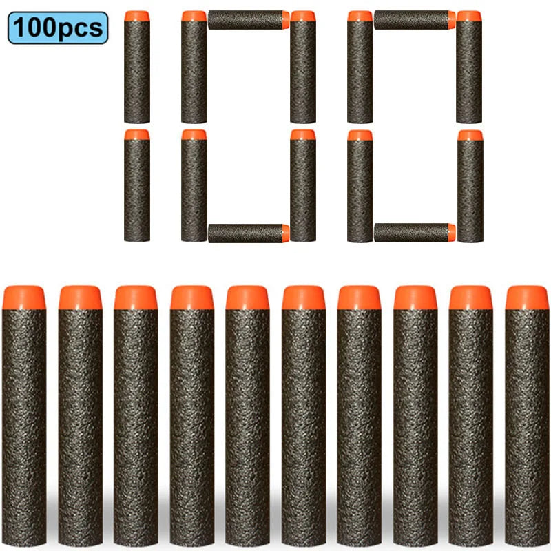 100pcs 7.2cm Soft Nerf Darts - Round Head Refill Sponge Bullets for NERF N-Strike Blasters, Kids Toy Gun Ammo
