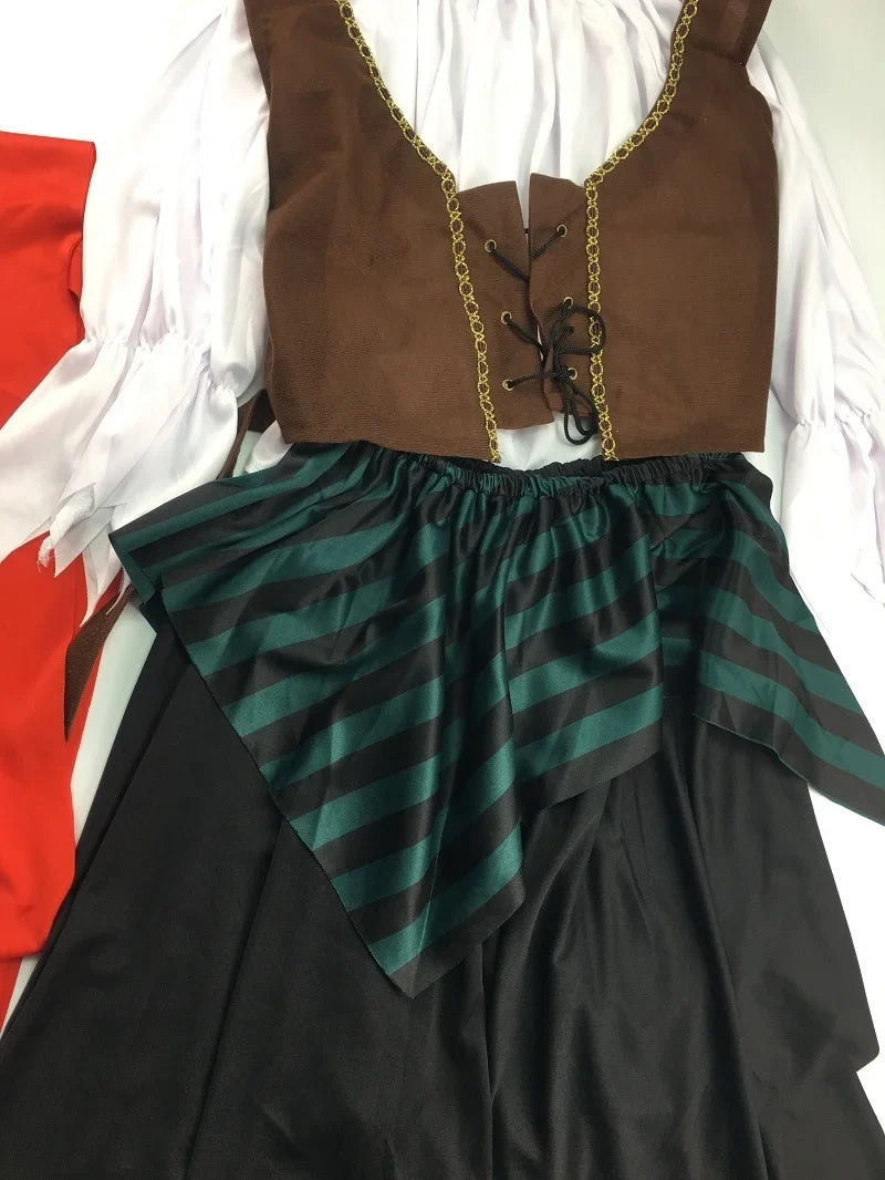 Pirates of the Caribbean Cosplay Costume – Adult Captain Jack Sparrow Outfit for Men & Women, Halloween Party