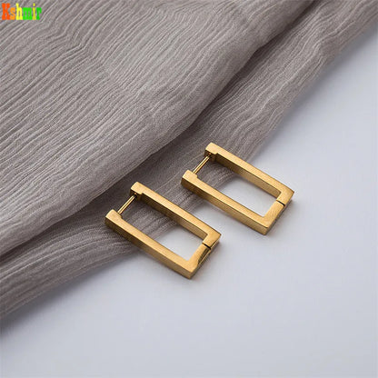 Kshmir Stainless Steel Rectangular Hoop Earrings – Geometric Trendy Jewelry for Women 2023