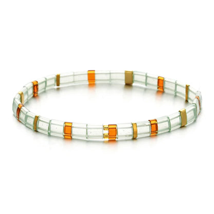 ZMZY Stone Tila Beads Elastic Bracelet for Women – 2025 Fashion Colorful Rainbow Miyuki Tile Bead Jewelry Gift Bracelet