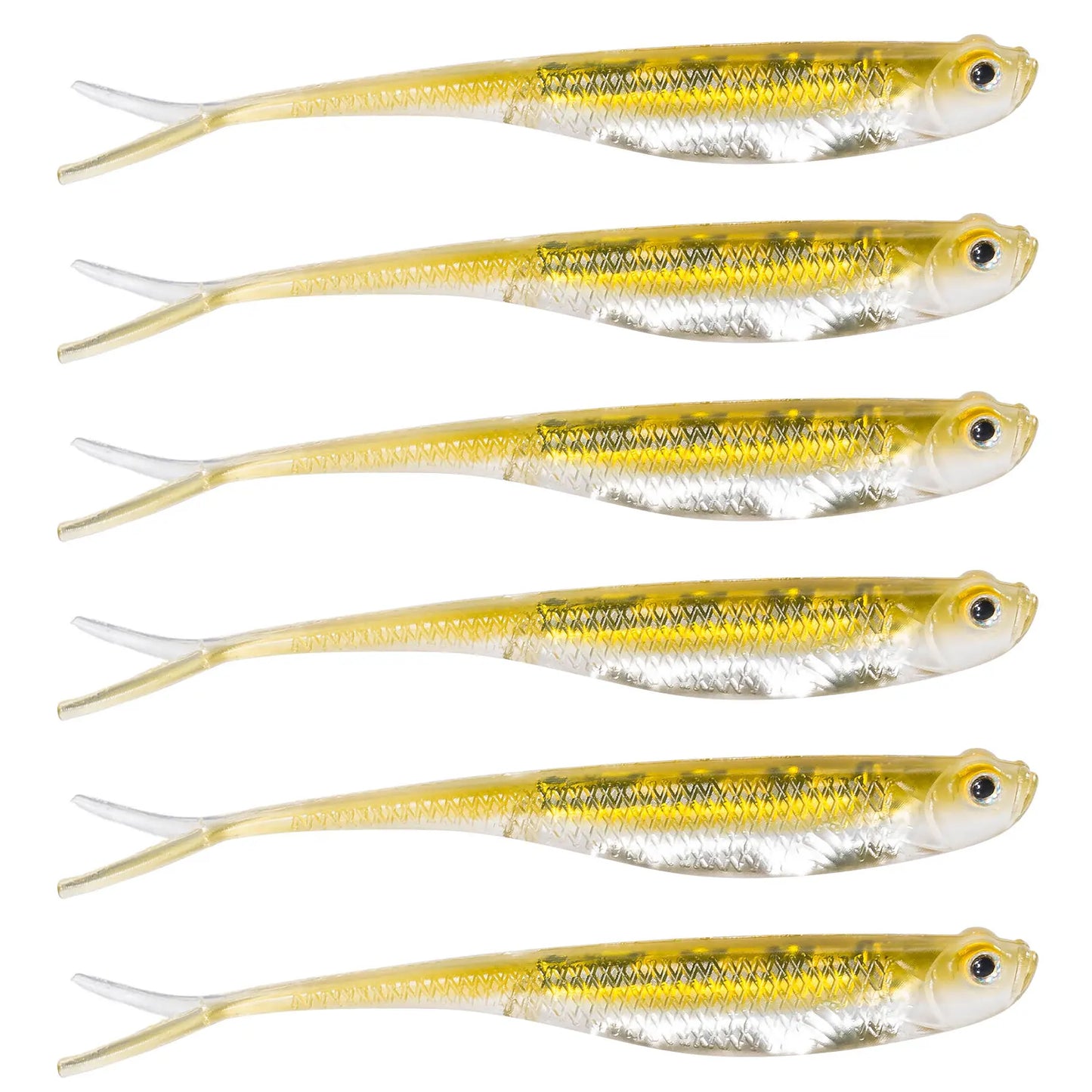 Dr.Fish 5/6pcs Soft Fishing Lures — Saltwater Silicone Fork Tail Drop Shot Baits for Bass, Trout, Pike, Walleye, Weedless